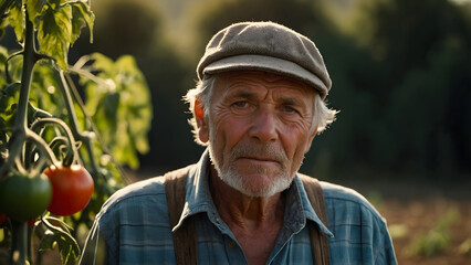 Portrait of a farmer in a tomato plantation