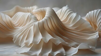 Witness the intricate pleating of a pleated shirt, its precise folds captured in mesmerizing detail against a backdrop of pure simplicity. - obrazy, fototapety, plakaty