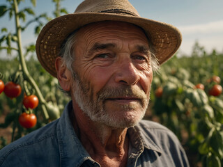 Fototapeta premium Portrait of a farmer in a tomato plantation