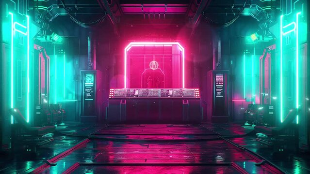 cyberpunk neon electronic style disco background. seamless looping overlay 4k virtual video animation background