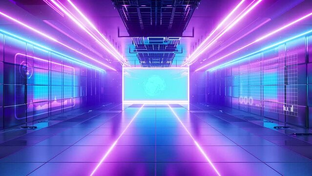 neon urban future. futuristic room with bright glowing light. seamless looping overlay 4k virtual video animation background