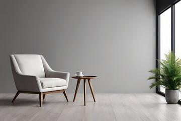 Modern minimalist interior with copy-space background concept, blank space. Urban Zen: Modern Interior with Copy-Space