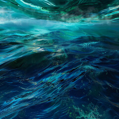 Cobalt and Turquoise Oceanic Expanse - obrazy, fototapety, plakaty