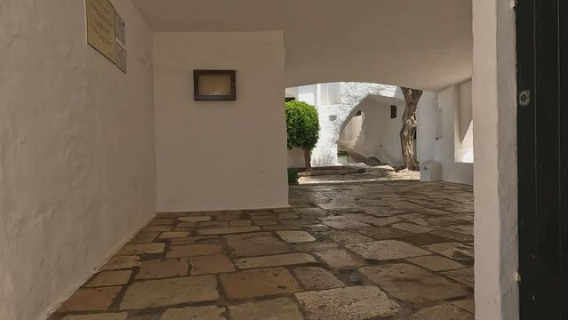 Inner yard of Binibeca village in Menorca island, Spain