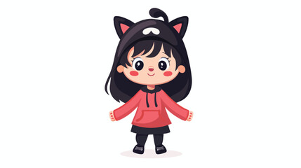 Cute little girl dressed as a cat character vector