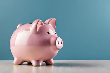Piggy Bank in copy-space background concept, big blank space. Cash Crop: Harvesting Savings with Piggy Banks