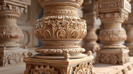 Grand Presence: Ornately Carved Wooden Mimbars ai image