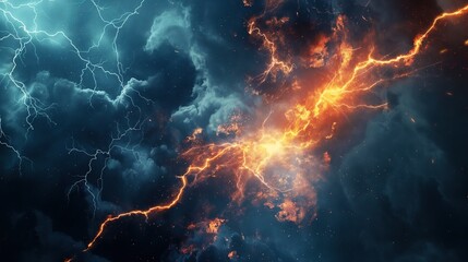 Electric Impact Flash of Lightning - obrazy, fototapety, plakaty