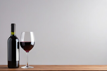 Red wine with copy-space background concept, blank space. Scarlet Sip: Tempting Red Wine in...