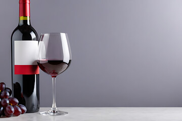Red wine with copy-space background concept, blank space. Bordeaux Bliss: Red Wine Pouring into...