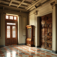 Stately Anteroom Interior with Key Cabinet