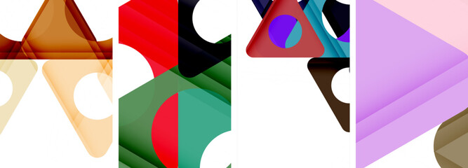 Abstract background set featuring captivating triangles. Harmonious blend of geometry and style, these designs bring modern flair