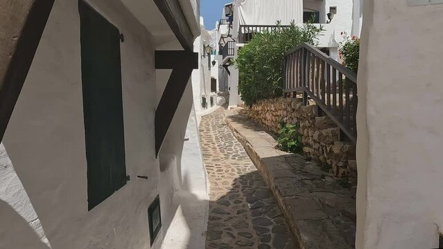 Street of Binibeca Vell in Menorca, Spain