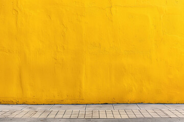 Empty wall with yellow plaster on street.