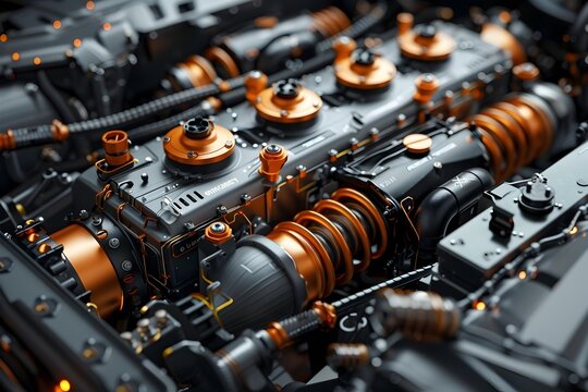Close-up View of the Intricate Machinery Powering the Evolution of Electric Vehicle Battery Management Systems in a Rustic,Charming Setting