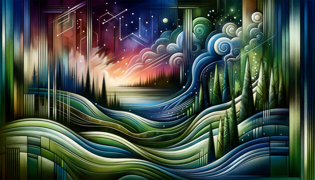 Imagine an abstract nature landscape