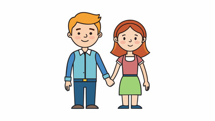man and woman hold hands vector illustration