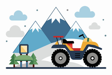 atv ski lift vector illustration