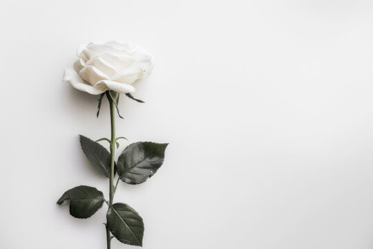 A single rose in full bloom isolated on a white background
