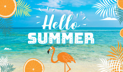 Colorful Hello Summer background Vector Illustration