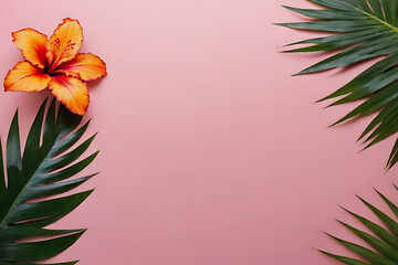 Fototapeta na wymiar Tropical flower with copy-space background concept, blank space. Tropical Tones: Blank Space Tropical Flower Inspiration