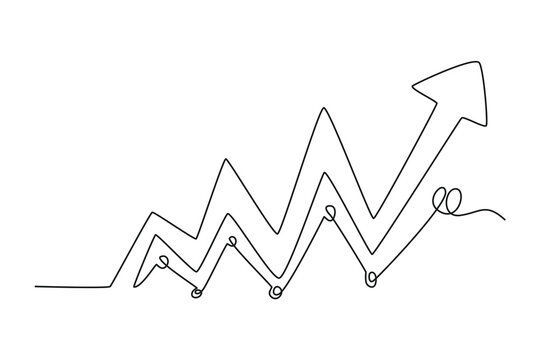 Continuous one line drawing charts, diagrams, schemes, graphs concept for business presentation. Doodle vector illustration.	