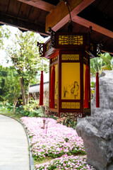 Obraz premium Close-up of traditional palace lanterns in traditional Chinese garden