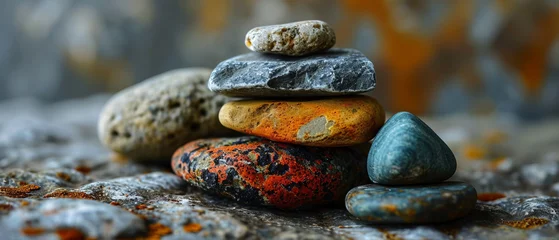 Fototapete Discover inner peace and tranquility as you contemplate the harmonious balance of stacked stones in a serene outdoor setting © Lidok_L