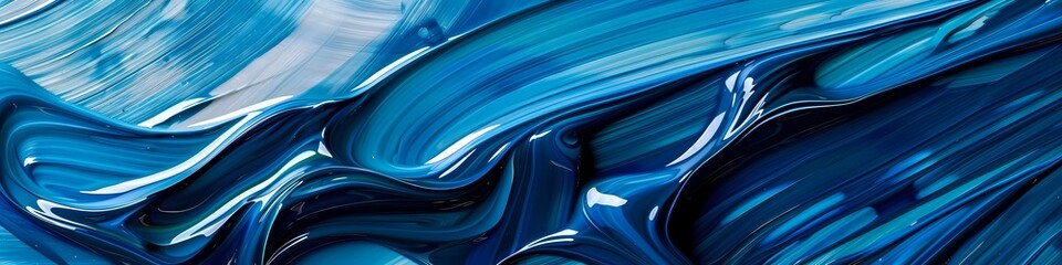 Abstract paint strokes in liquid blue, forming an intricate and captivating backdrop. - obrazy, fototapety, plakaty