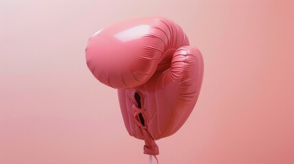 Boxing glove balloon in pastel shades creates a stylish and minimalistic collage, evoking the...