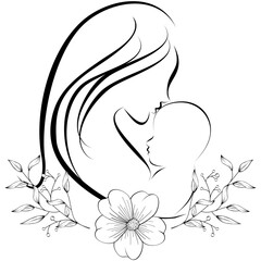vector art mom silhouette tattoo design flowers illustration sticker
