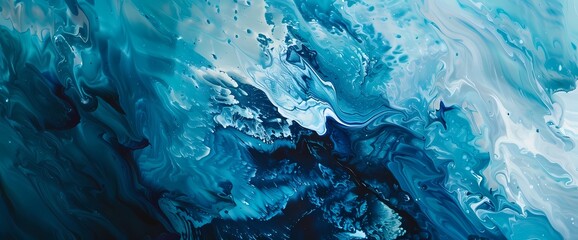 Abstract paint strokes in a liquid blue palette, forming an elegant and dynamic backdrop. - obrazy, fototapety, plakaty