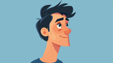 Face male person character profile image flat carto