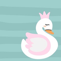 Pink swan illustration card