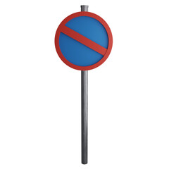 No waiting sign on the road clipart flat design icon isolated on transparent background, 3D render road sign and traffic sign concept