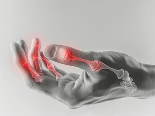 Highlighted Hand Bones Indicating Localized Pain.