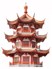 Fototapeta na wymiar Beautiful pagoda tower design full of traditional Chinese or Japanese architectural elements.