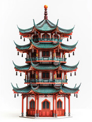 Fototapeta premium Beautiful pagoda tower design full of traditional Chinese or Japanese architectural elements.