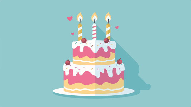 Flat design birthday cake icon vector illustration