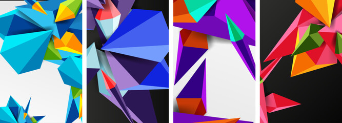 Set of triangle geometric low poly 3d shapes posters - 773668517