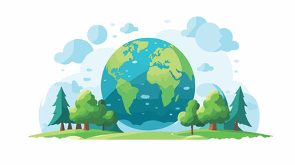 Flat design earth globe icon vector illustration fl