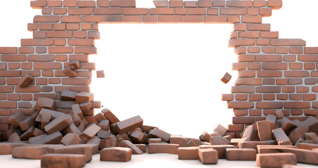 Hole in the brick wall, texture background