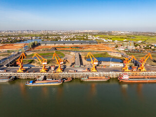 Boats in the river, port pier