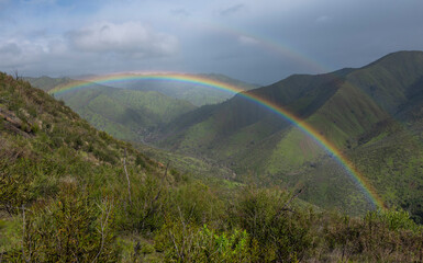 Double Rainbow over the valley in springtime