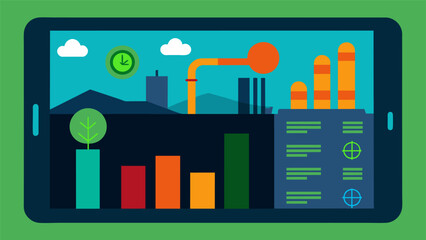 Naklejka premium Closeup of a digital dashboard displaying the realtime carbon footprint of the factory giving an overview of its environmental impact.