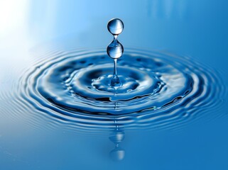 A drop of water is falling into a large body of water
