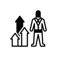 Black solid icon for personal growth