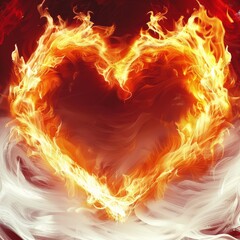 Fototapeta premium A heart made of fire is the main focus of this image