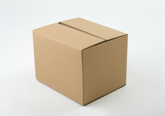 A cardboard box is sitting on a white background