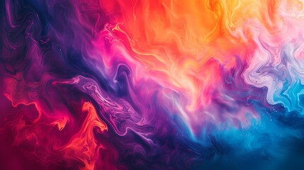Fototapeta na wymiar Vibrant and alive, a liquid abstract featuring vivid color splashes that seamlessly merge into a dynamic gradient wave, forming a visually stunning composition.